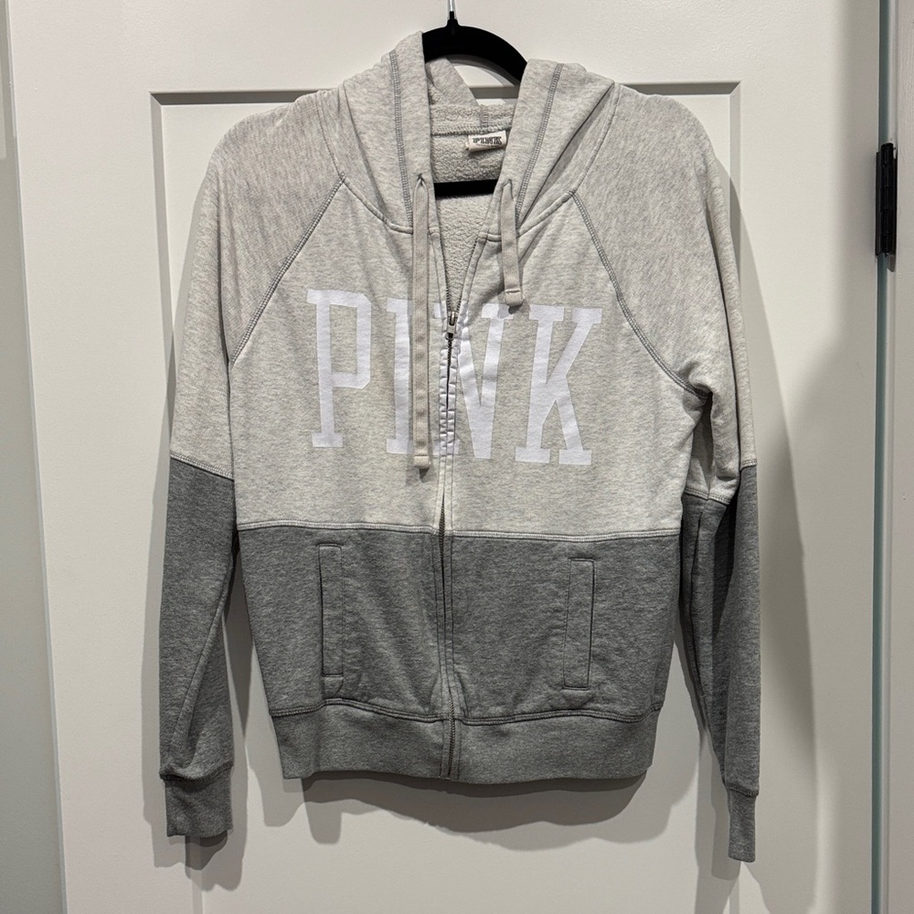 Victoria's Secret Pink Gray Zip-Up Hoodie